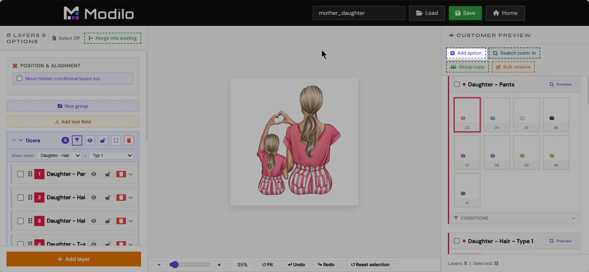 Add option in clipart customer preview