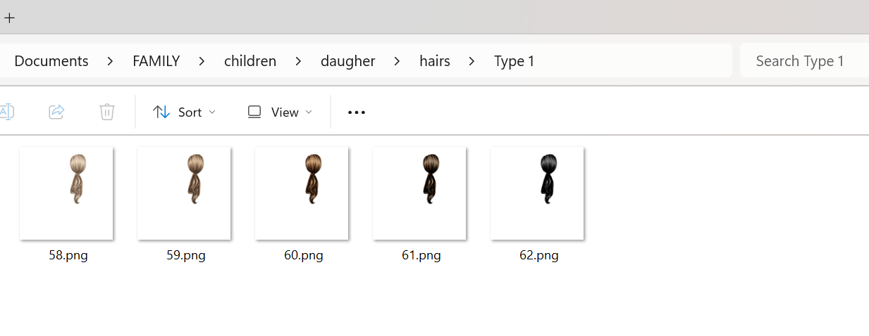 Final Type 1 folder containing image files only