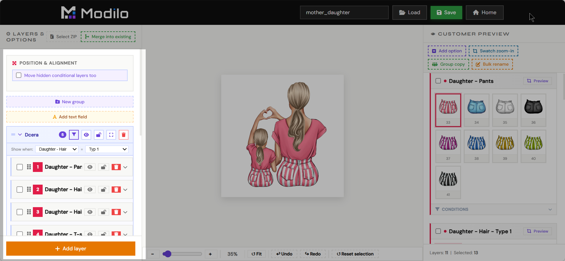 Clipart group and layer controls