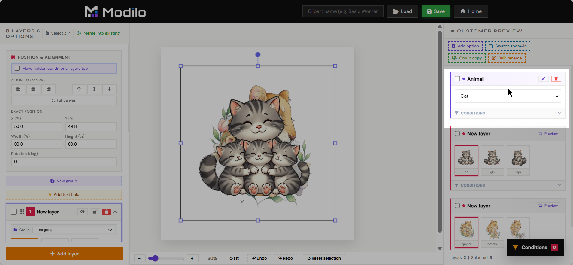 Manual import with Animal dropdown and selected artwork layer