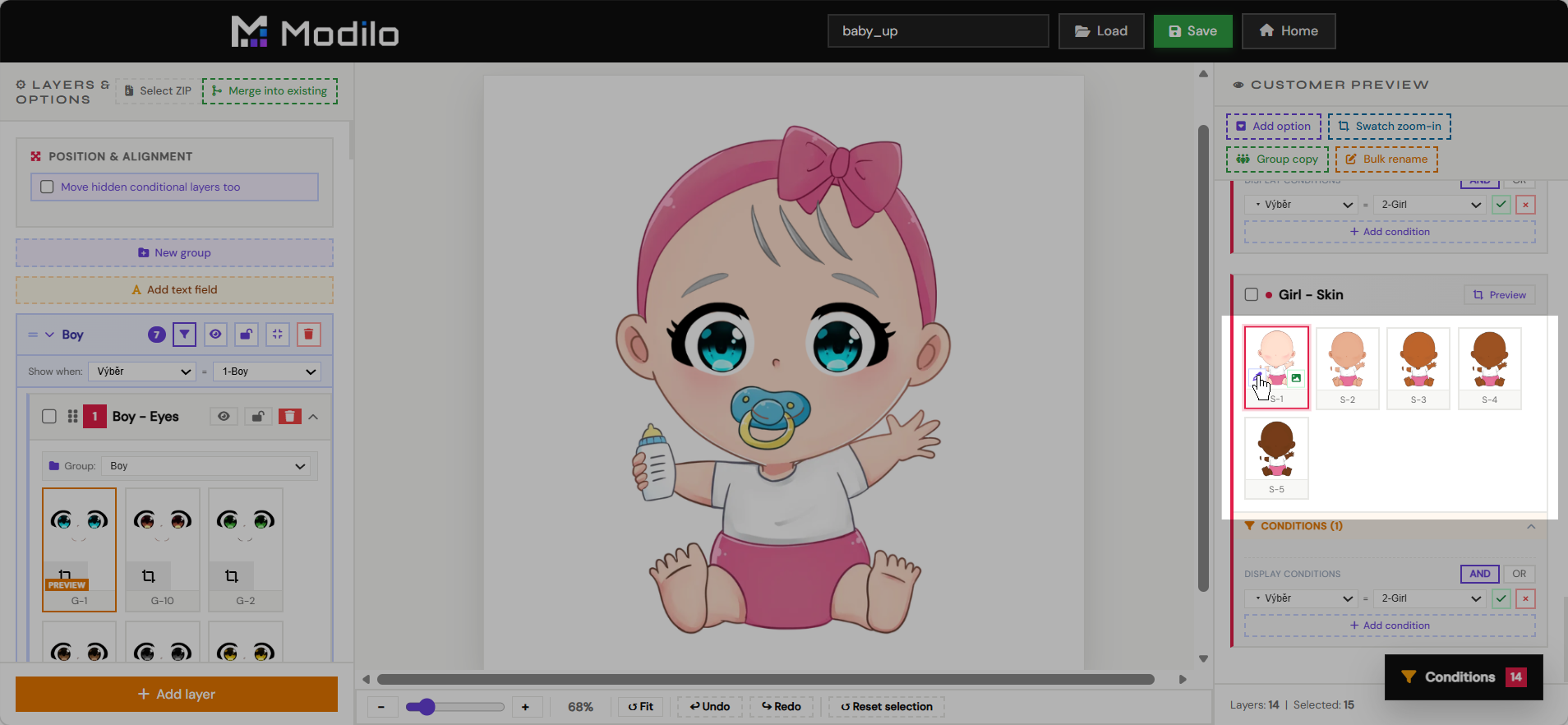 Open swatch color editor from customer preview