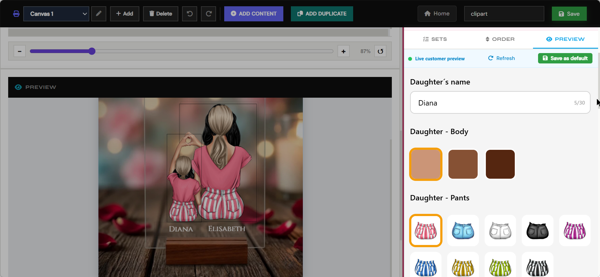 Option set customer preview