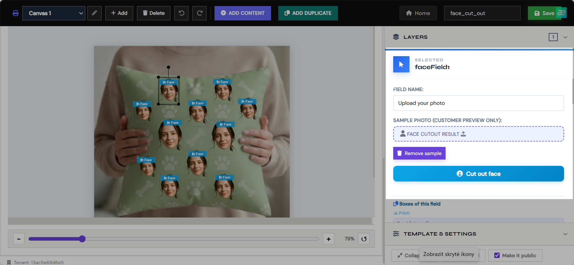 Upload a sample and generate face cutouts