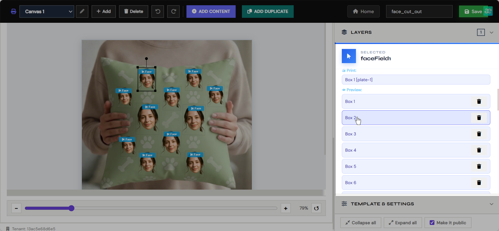 Select a specific repeated face box