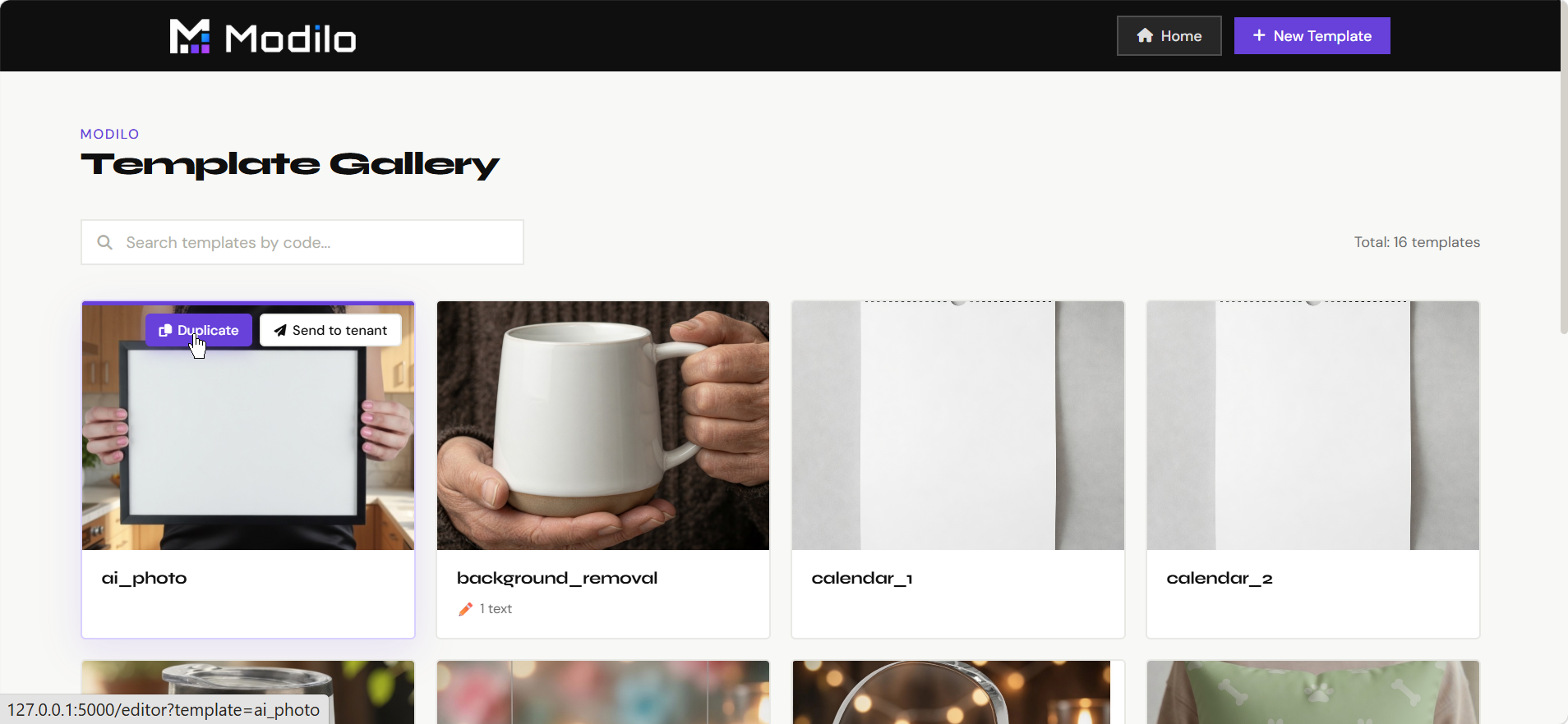 Gallery with saved editor designs
