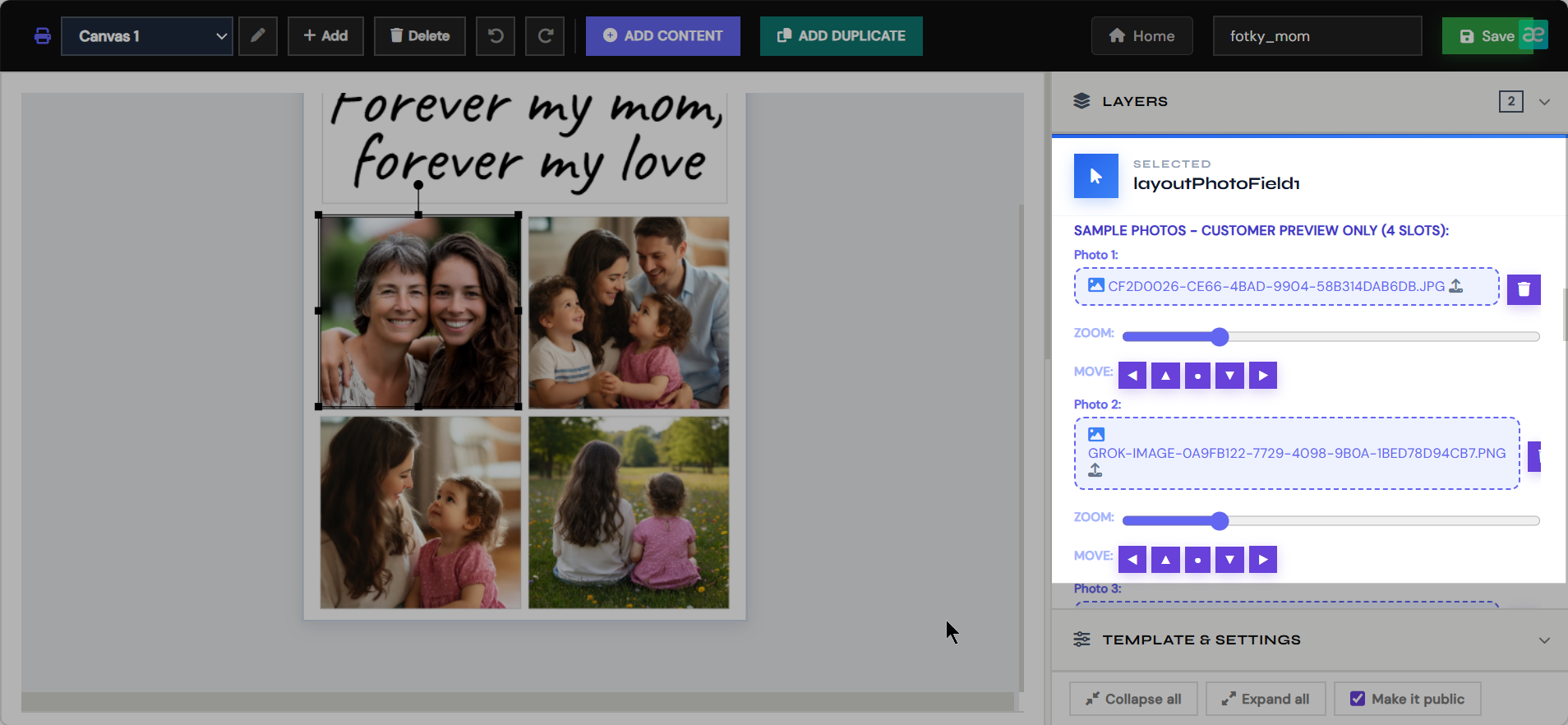 Prepare customer-facing text for the photo slots