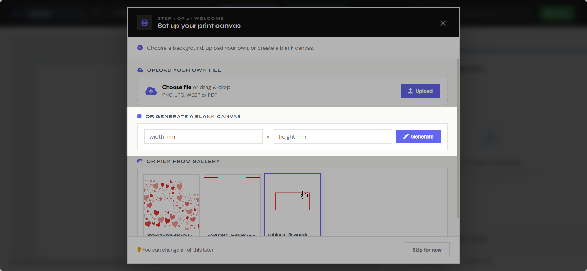 Generate a blank print canvas